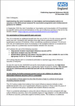 Implementing the Joint Committee on Vaccination and Immunisation advice on vaccines in the NHS annual seasonal flu vaccination programme and reimbursement guidance for 2020/21